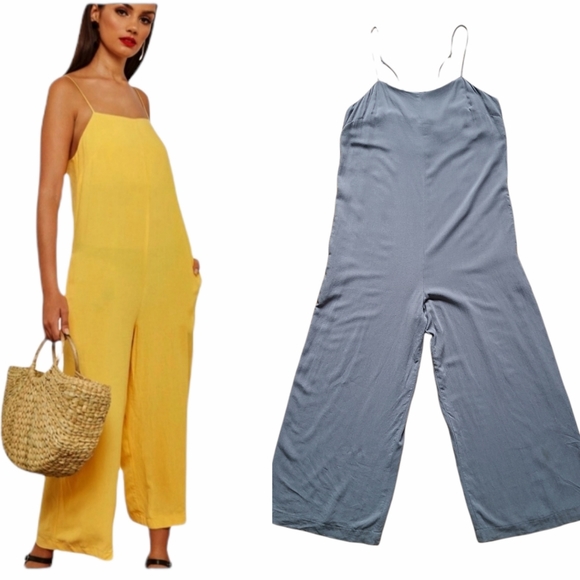 Topshop Pants - Topshop Linen Blend Cropped Wide-leg Cami Jumpsuit